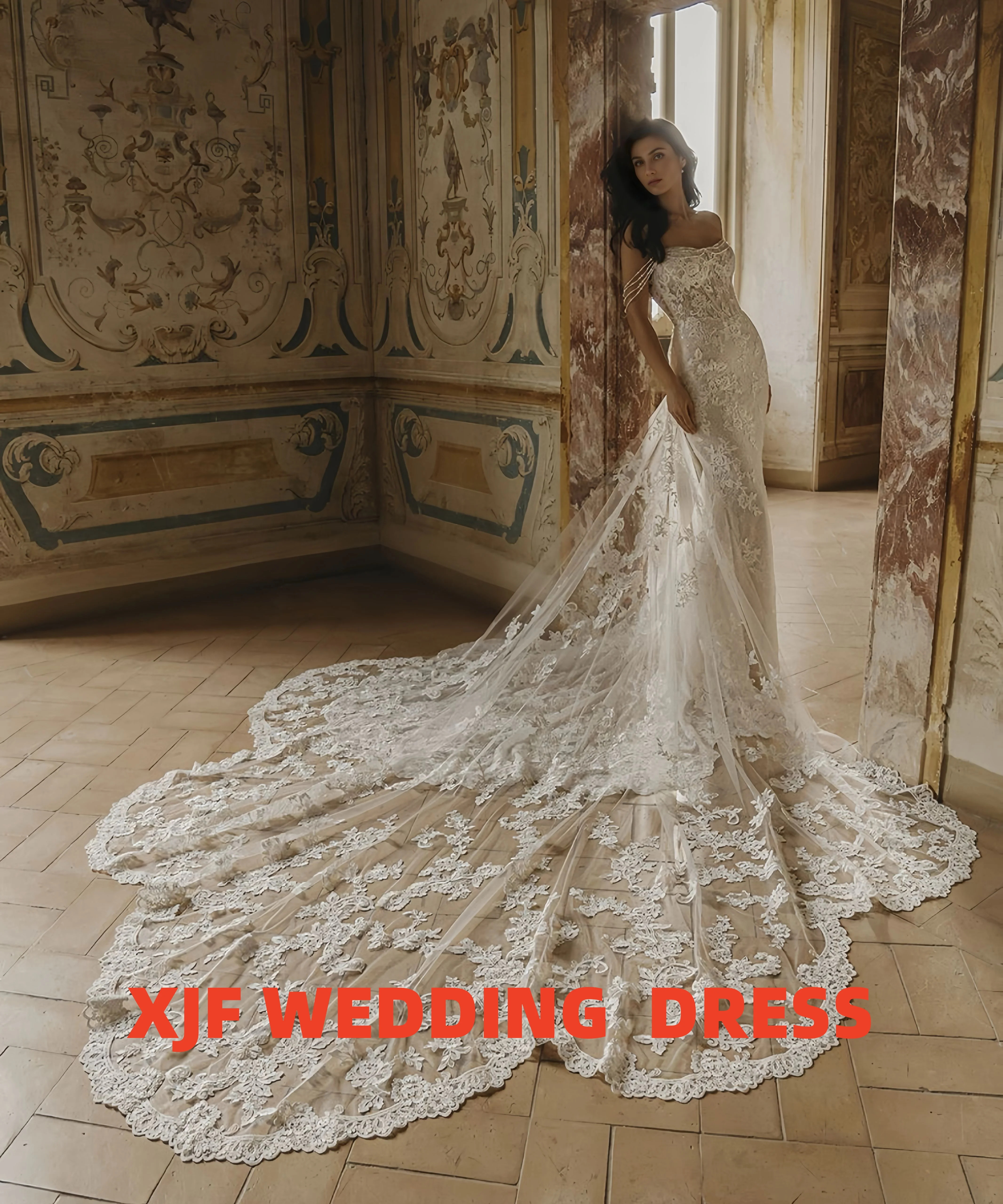 فستان زفاف حورية البحر بياقة على شكل قلب بدون أكمام فاخر من أماندا نوفيا فيستدوس دي نوفيا أماندا مخصص #3