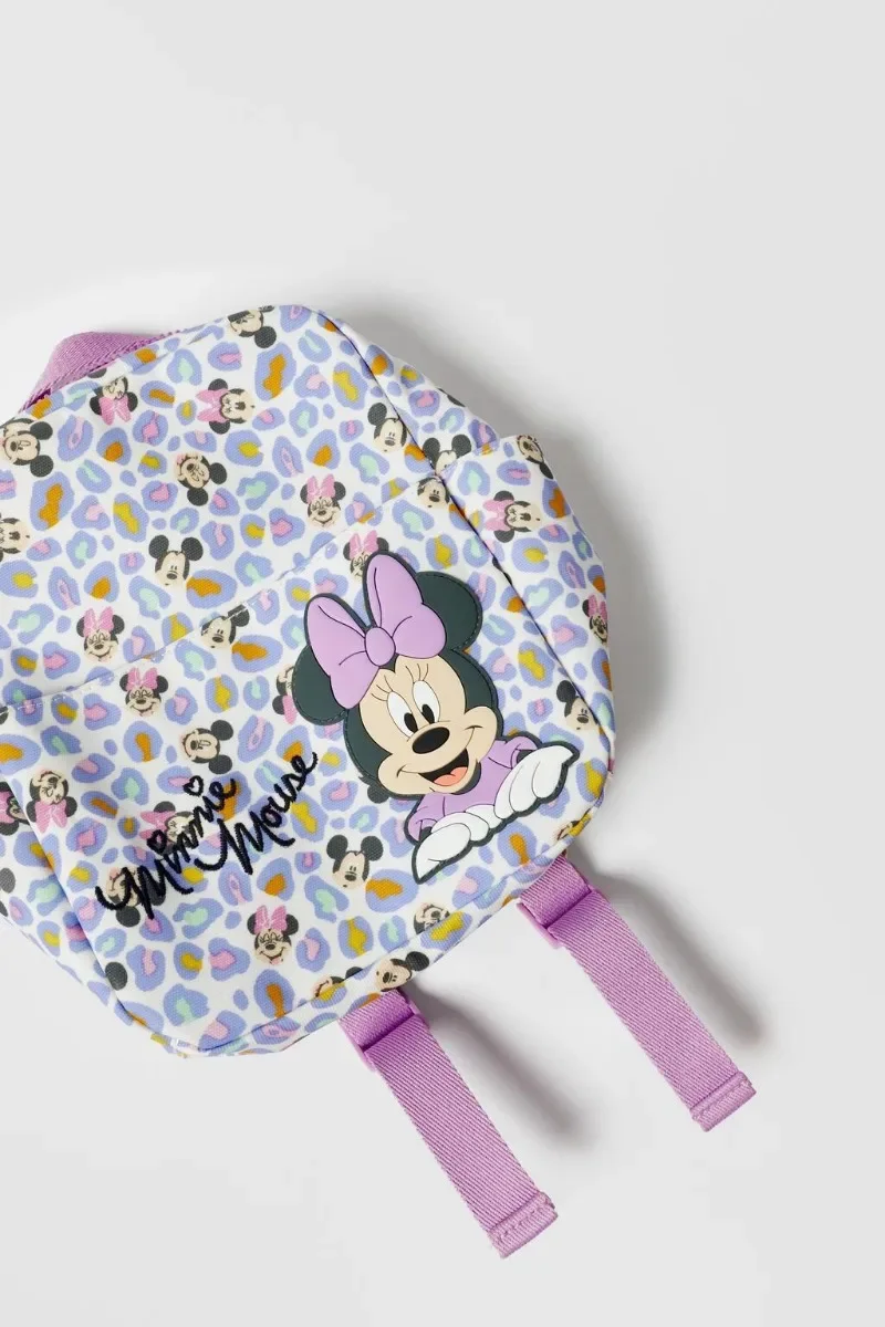 MINISO Disney Cute Mickey and Minnie Children\'s Backpack Girls Cartoon Print Large Capacity Book Storage Kindergarten School Bag