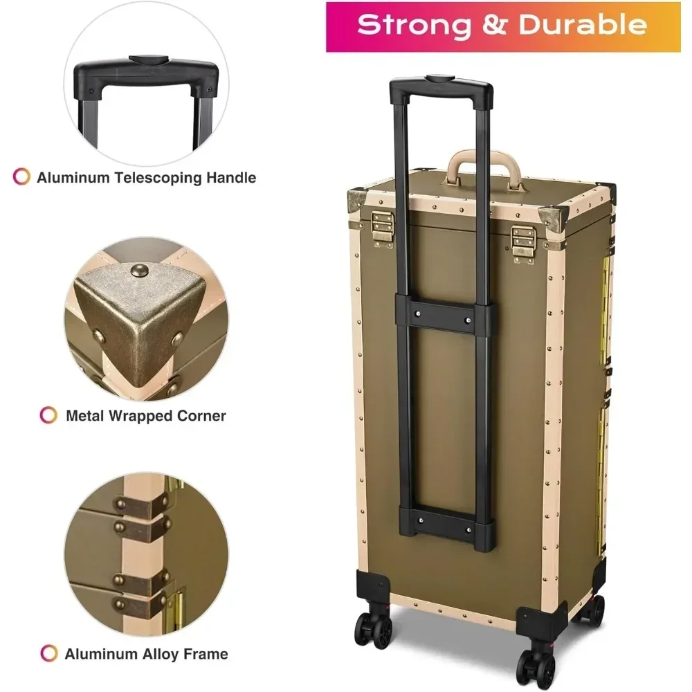 Salon Trolley, Rolling Train Case Travel Stylist Lockable Hairdressing Clipper Modern Simple Fashion Multifunction