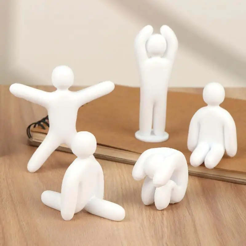 3/8Pcs Unpainted 3D Printed Human Figure Statue DIY Paintable Mini Ornament for Parent-child Activity