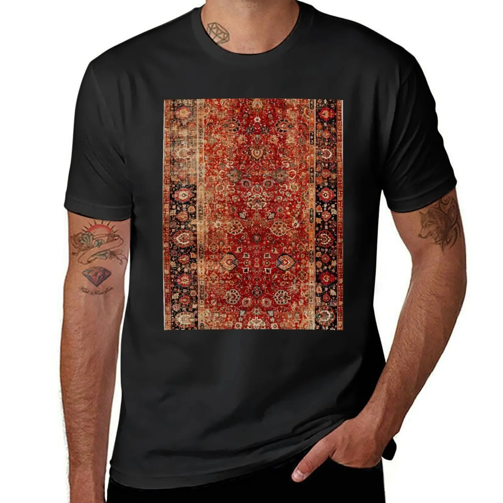 17th Century Afghanistan Rug Print T-Shirt cute tops vintage mens graphic t-shirts anime