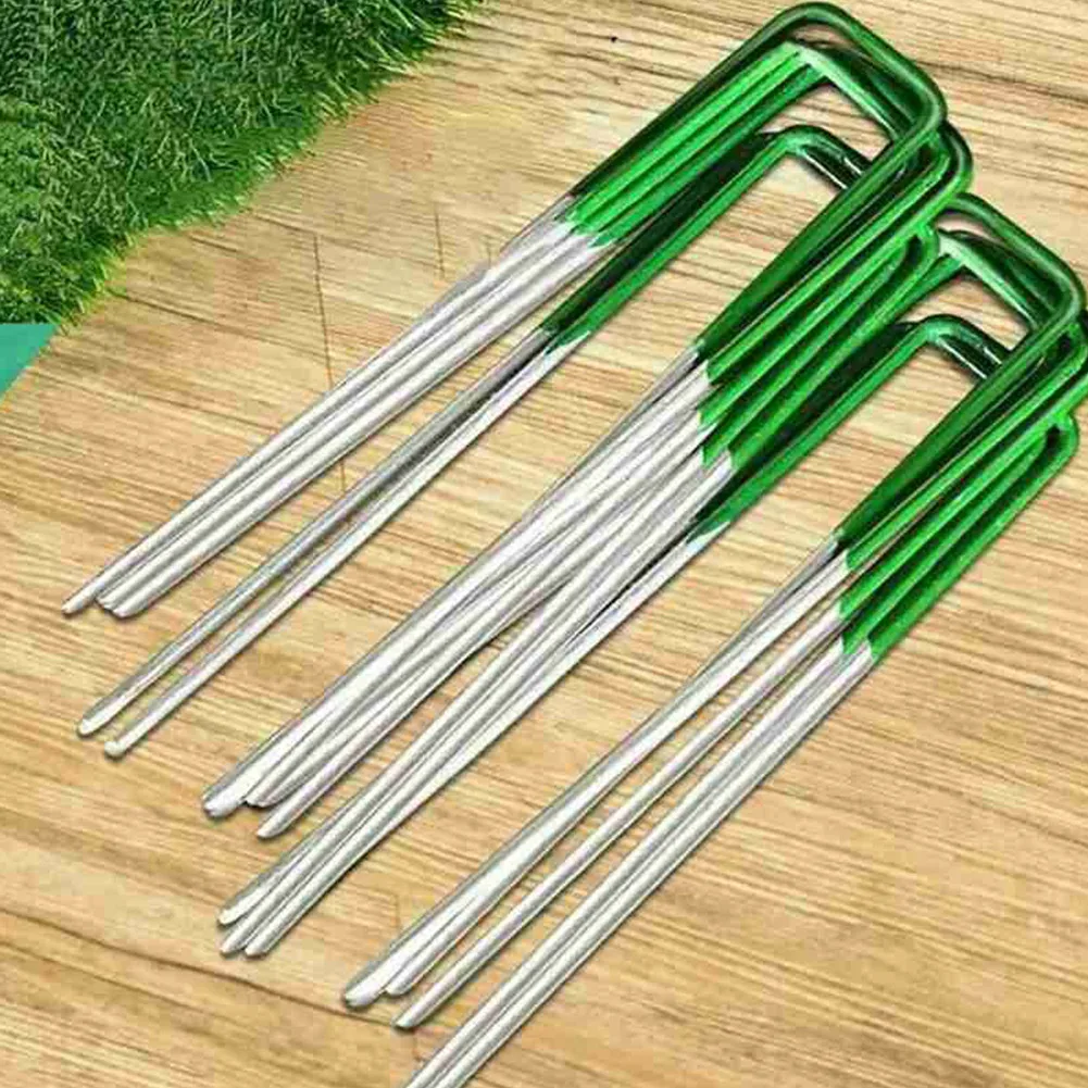 Galvanized U Shaped Lawn Pegs for Garden Turf and Ground Cover Fixing Suitable for Landscape Fabrics Hoses and Plastic Films