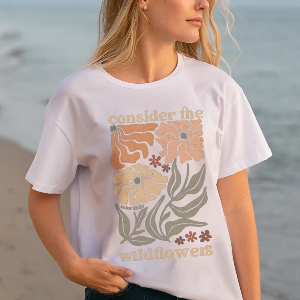 Wildflower T-Shirt Vintage Flower Shirt Floral T-Shirt Wild Flowers Shirt Gift For Women Ladies Shirts Best Friend Gift