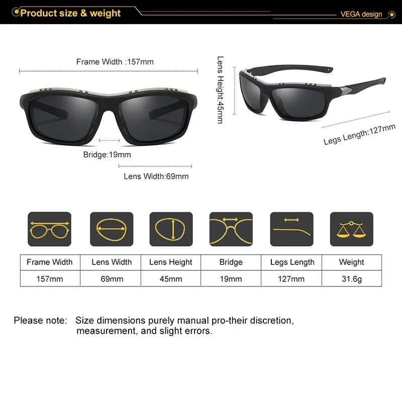 VEGA Eyewear Polarized Sport Sunglasses Men Women Best Sport Glasses For Police Running Biker Outdoor Anti Glare Sunglasses 134