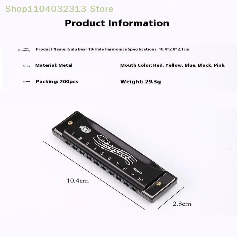 1PC 10-Hole 20-Tone Harmonica in Color C Professional Beginner Set with Case Ideal Christmas Gift for Music Lovers - view 6