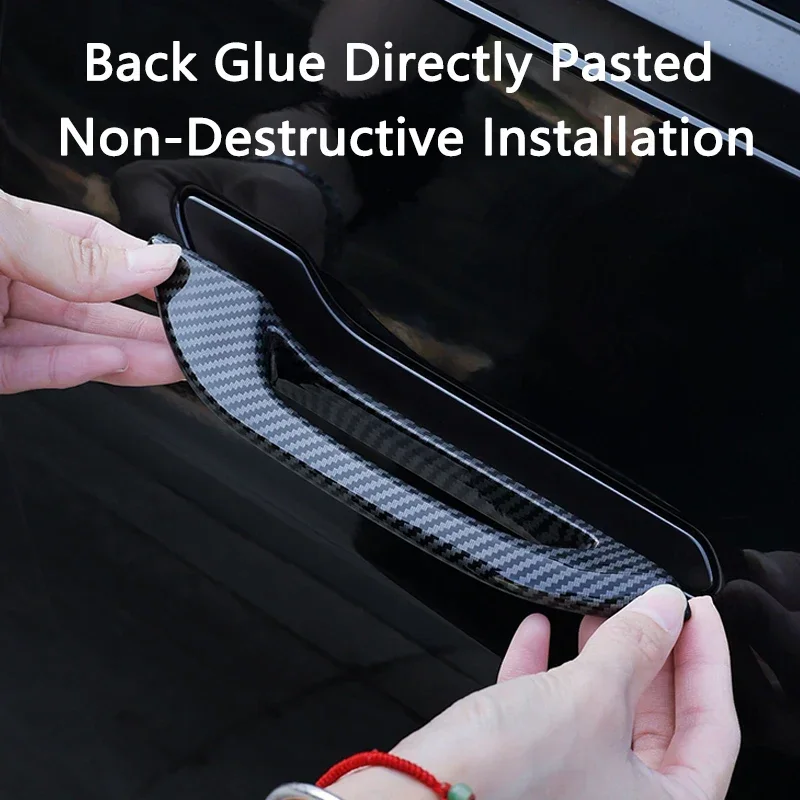 

4Pcs Modified Exterior Door Handle Shell Decorative Sticker Anti-freezing Durable Scratch-resistant For Tesla Model 3/Y