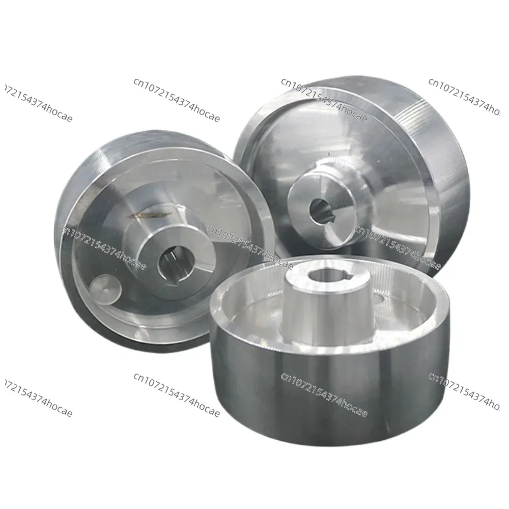 The driving wheel with aluminum contact wheels is suitable for belt-driven machines and features 8*4 mm keyways.