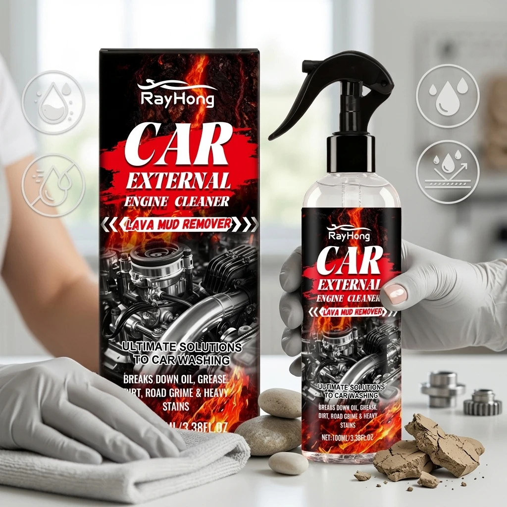 Car Engine Bay Cleaner Remove Oil Grease Lava Mud Cleaning Grime Buildup Extends Engine Life Car External Engine Degreaser 100ml