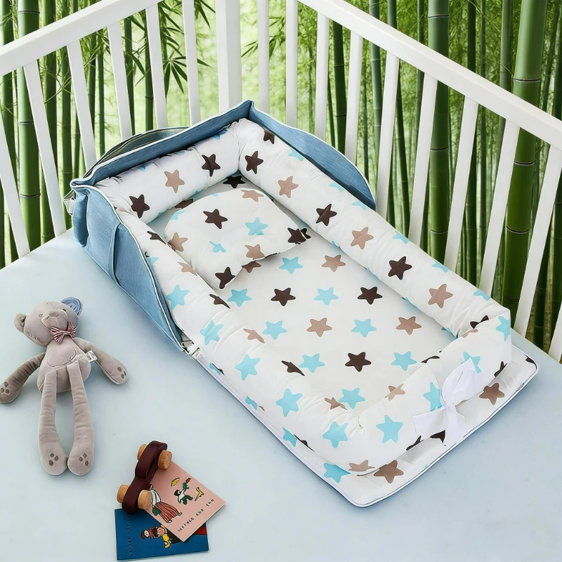 

Новая дорожная кроватка-кокон 2026 для новорожденных: переносное детское гнездышко для совместного сна с формирующей подушкой