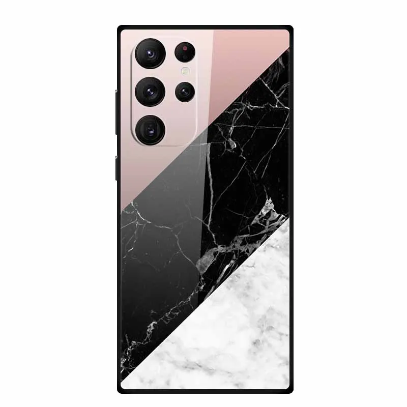 For Samsung S23 Ultra Glass Case Marble Tempered Back Cover Hard Cases for Samsung Galaxy S23 Plus Funda Girl Protection Coque