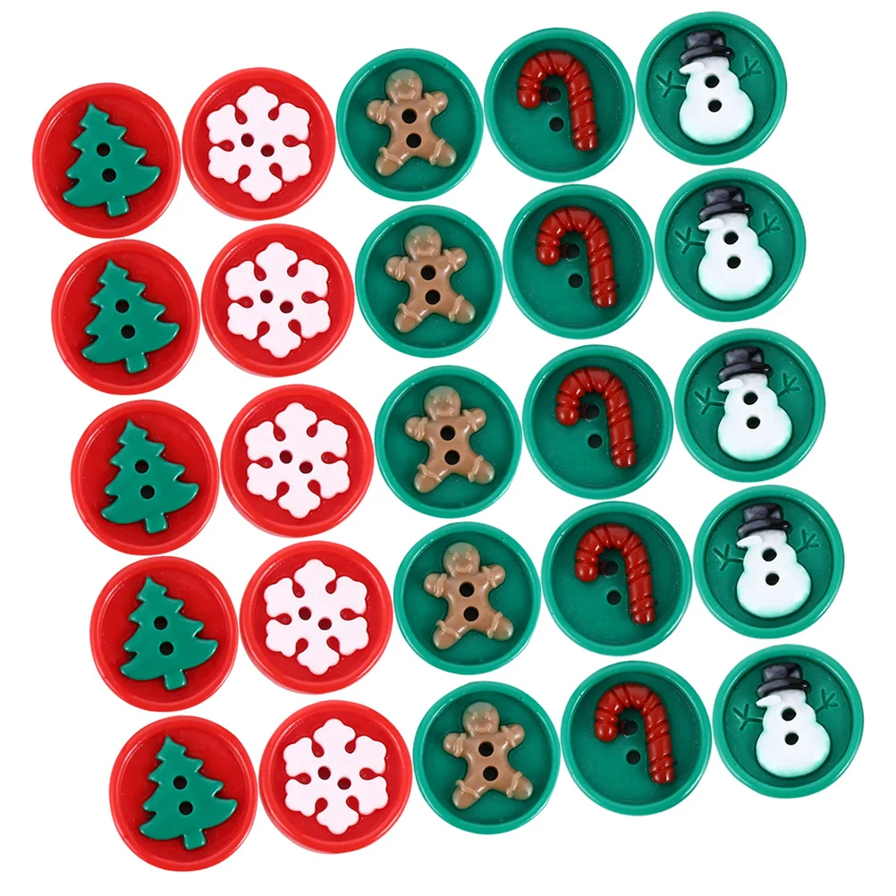 

30pcs Christmas Resin Diy Sewing Buttons For Clothing Fabric Jacket Shirt Craft Supplies Garment Button Decorative Buttons