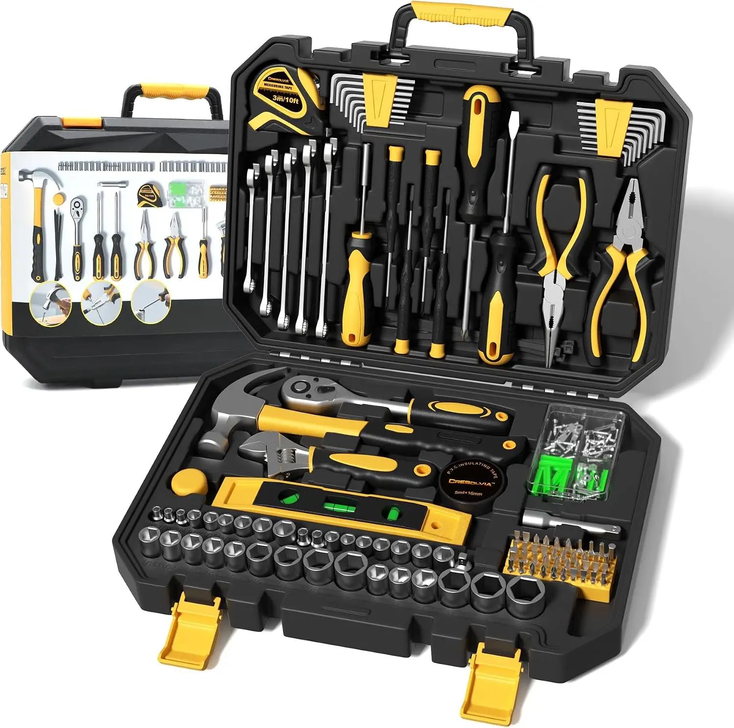 

209-Piece Tool Kit for Home Auto Repair, General Household Tool Box, Basic Hand Tool Set for Homeowner Diyer Handyman