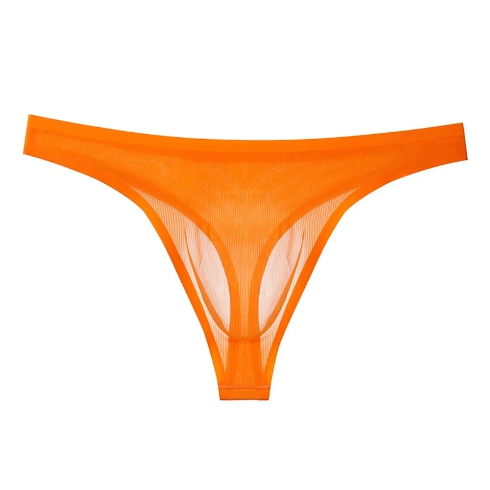 

Soft Low Waist Men Ice Silk Thongs Underpants Solid Color Men's Panties Lingerie Underwear Male Briefs Sports