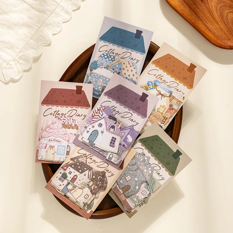 24pcs Cozy Heartwarming Little House Theme Cute Phone Case and Journal Diy Handbook Material School Office Supplie