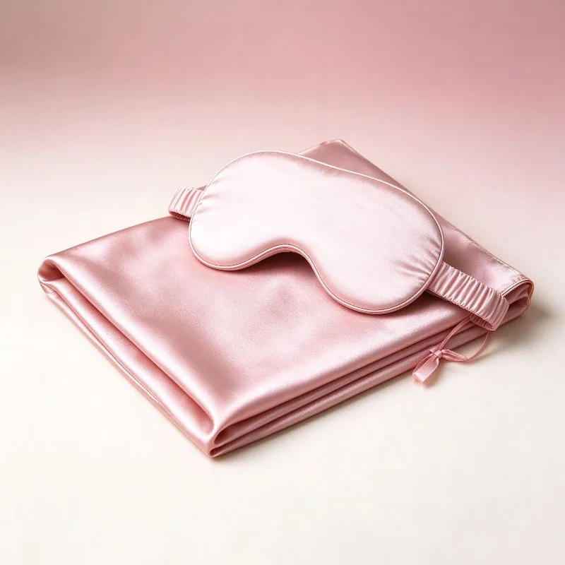 100% Silk Pillow Towel Eye Mask Set 40 Momme Mulberry Silk Travel Pillow Cover 22 Momme Sleep Mask Pillowcase Gift for Women