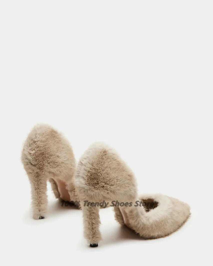 Fashionable Fur One-piece With Follow-up Shoes For Women, Sexy High Heels For Fashion Shows, Hot Selling Women\\\'s Shoes