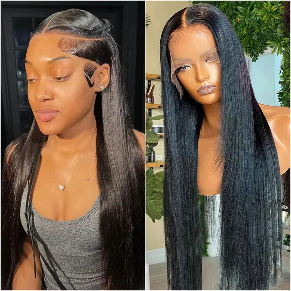 

30 40 Inch Bone Straight 13x4 Transparent Lace Front 220% Density Human Hair Wig For Women 13x6 Hd Lace Frontal Wigs Preplucked