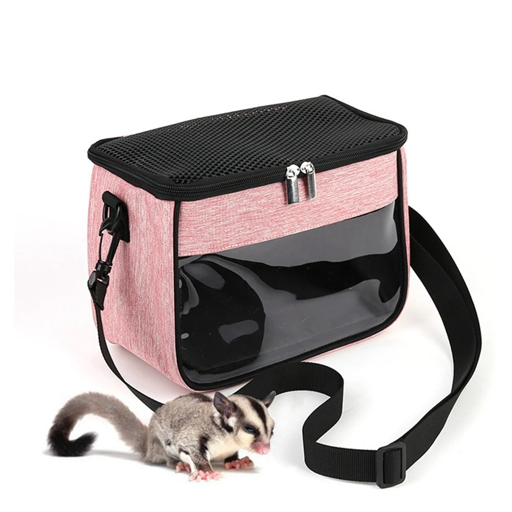 Hamster Carrier Bag Portable Guinea Pig Travel Case with Detachable Strap Outdoor Breathable Carriers for Small Animals Pets