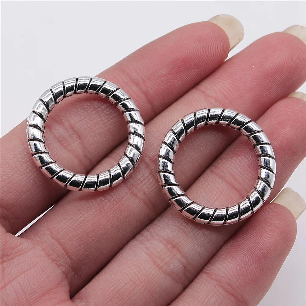 40pcs 27x27mm Charms Wholesale Circle Connector Antique Silver Color Alloy DIY Jewelry Making Accessories