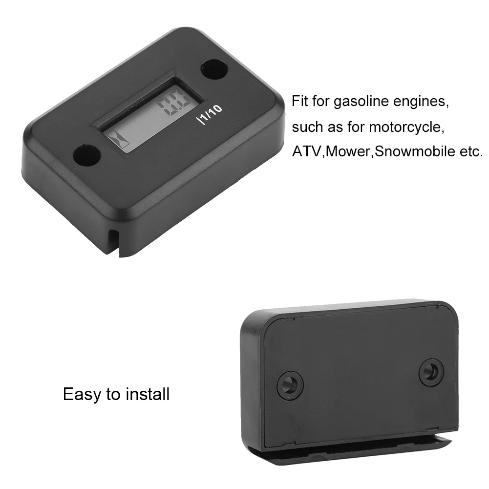 Engine Hour Meter Hour Gauge Digital Hour Meter Gauge Timer for Gasoline Engine Racing Motorcycle ATV Mower Black Hour Meter