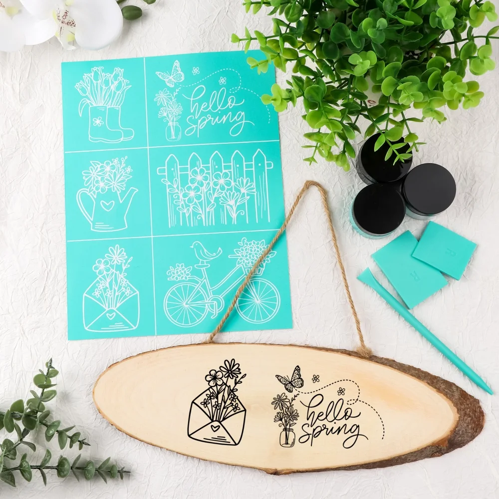 Silkscreen Stencil Reusable Self-Adhesive Silk Screen Printing Silk Screen Stencils Vintage Flowers Leaf Stencils DIY Crafts