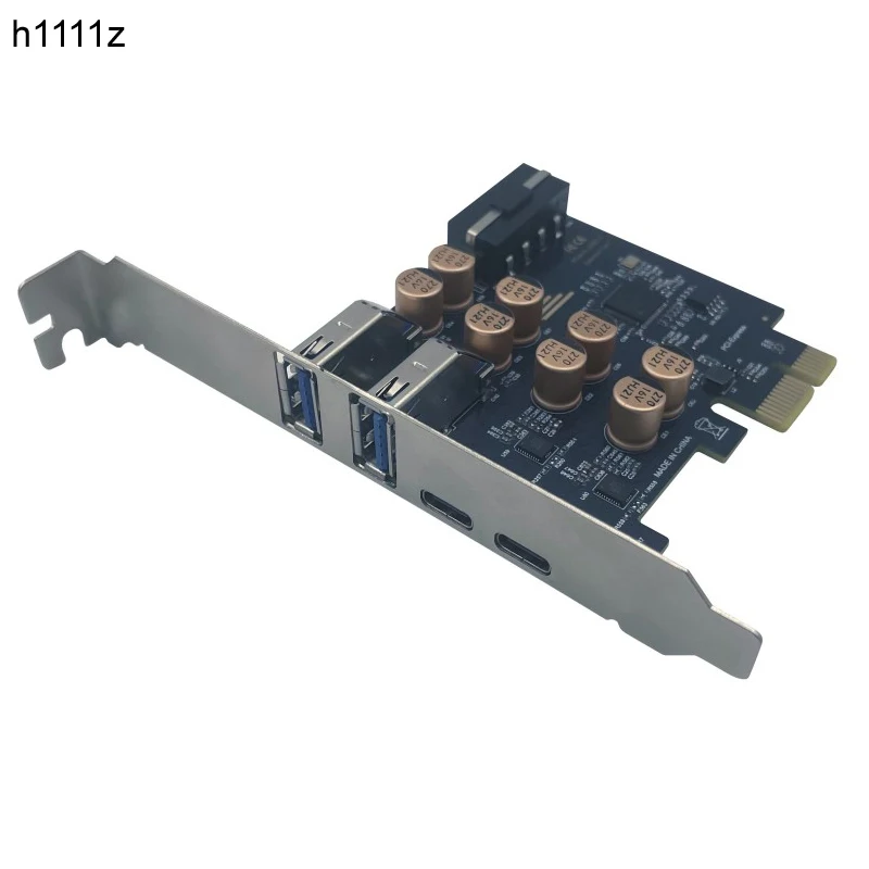 PCIE X1 to 2 Port Type C + 2 Port USB 3.2 Gen1 5Gbps Expansion Card Riser Adapter with 4Pin Power Supply PCI Express USB 3.2 HUB