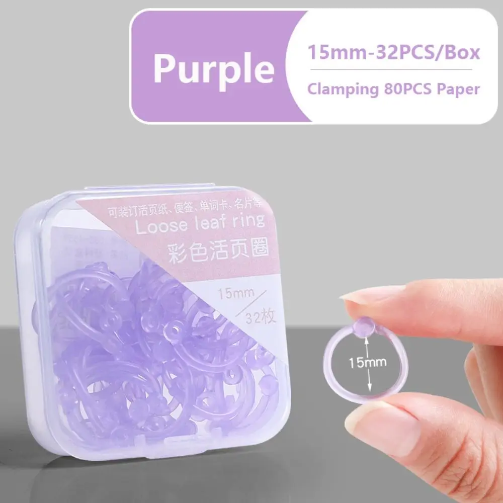 

DIY Binder Ring 15/20/25mm Plastic Loose Leaf Paper Fixing Clip Multi-Function Loose Leaf Paper Buckle School Office