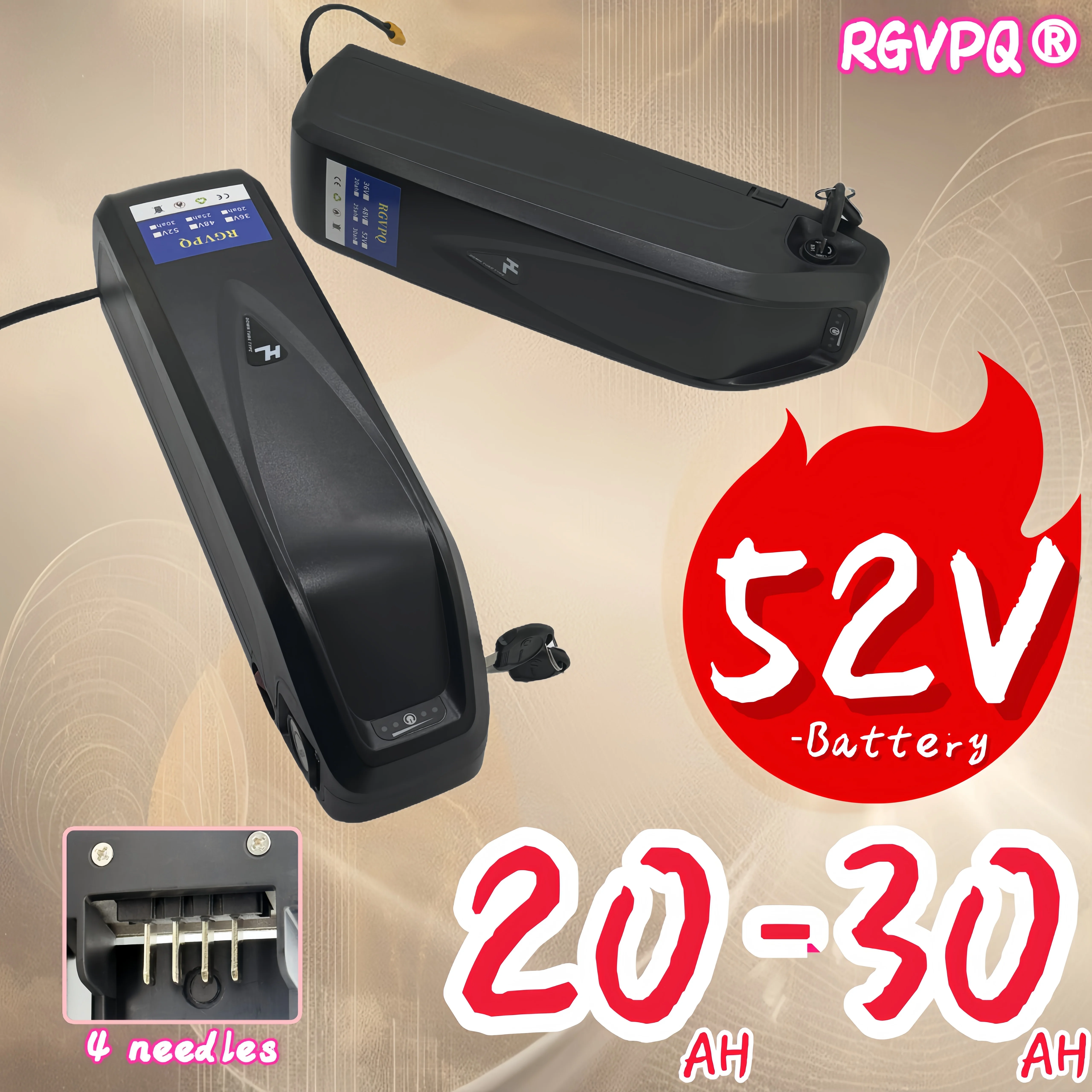 

52V 20AH 30Ah electric bicycle battery 18650 battery pack, suitable for BBS02 BBS01 BBSHD 1500W1000W 750W 500W 350W motor