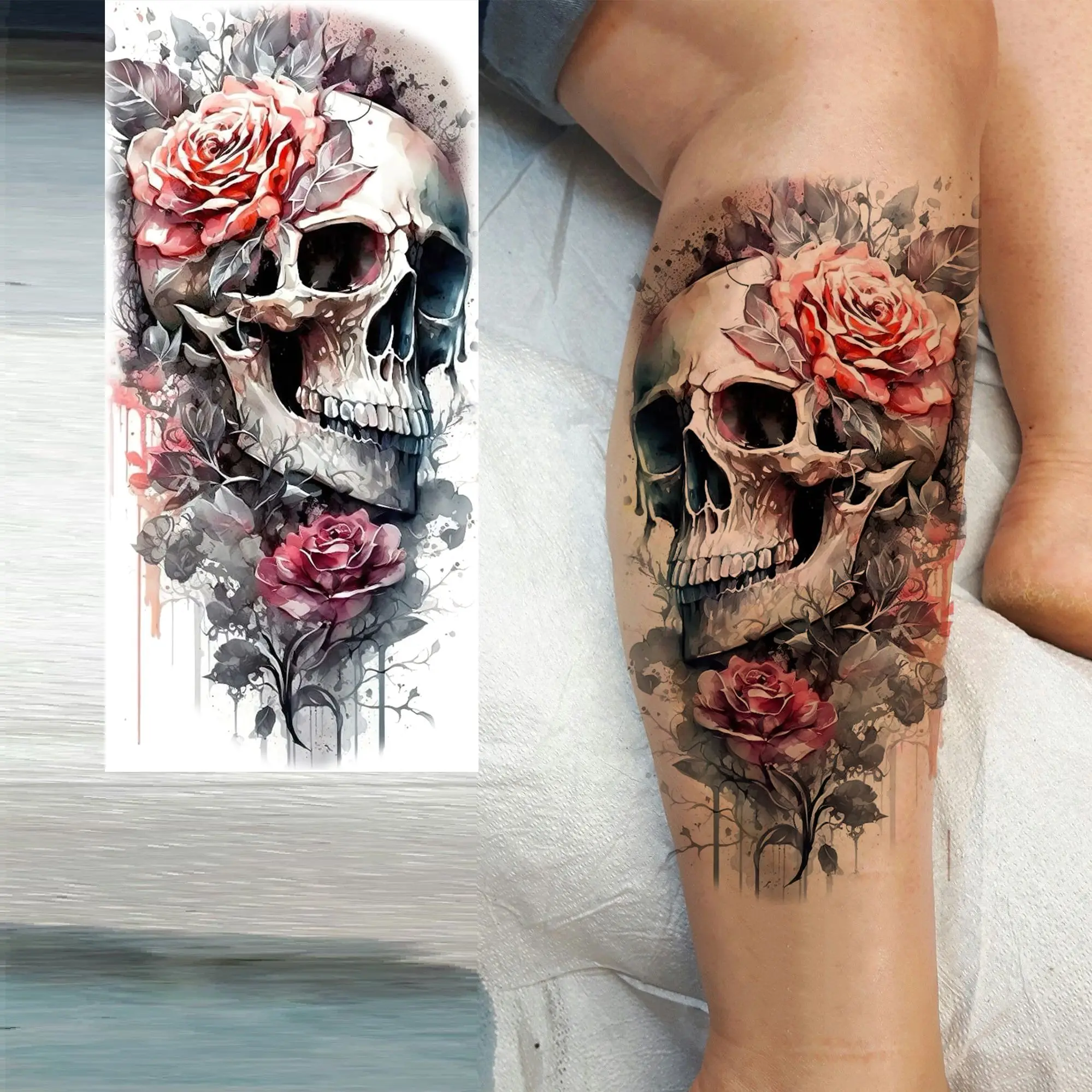 1 Sheet Horrible Bloody Vampire Witch Temporary Tattoos For Men Women Halloween Long Lasting Waterproof Temp Fake Tattoo Sticker view 6