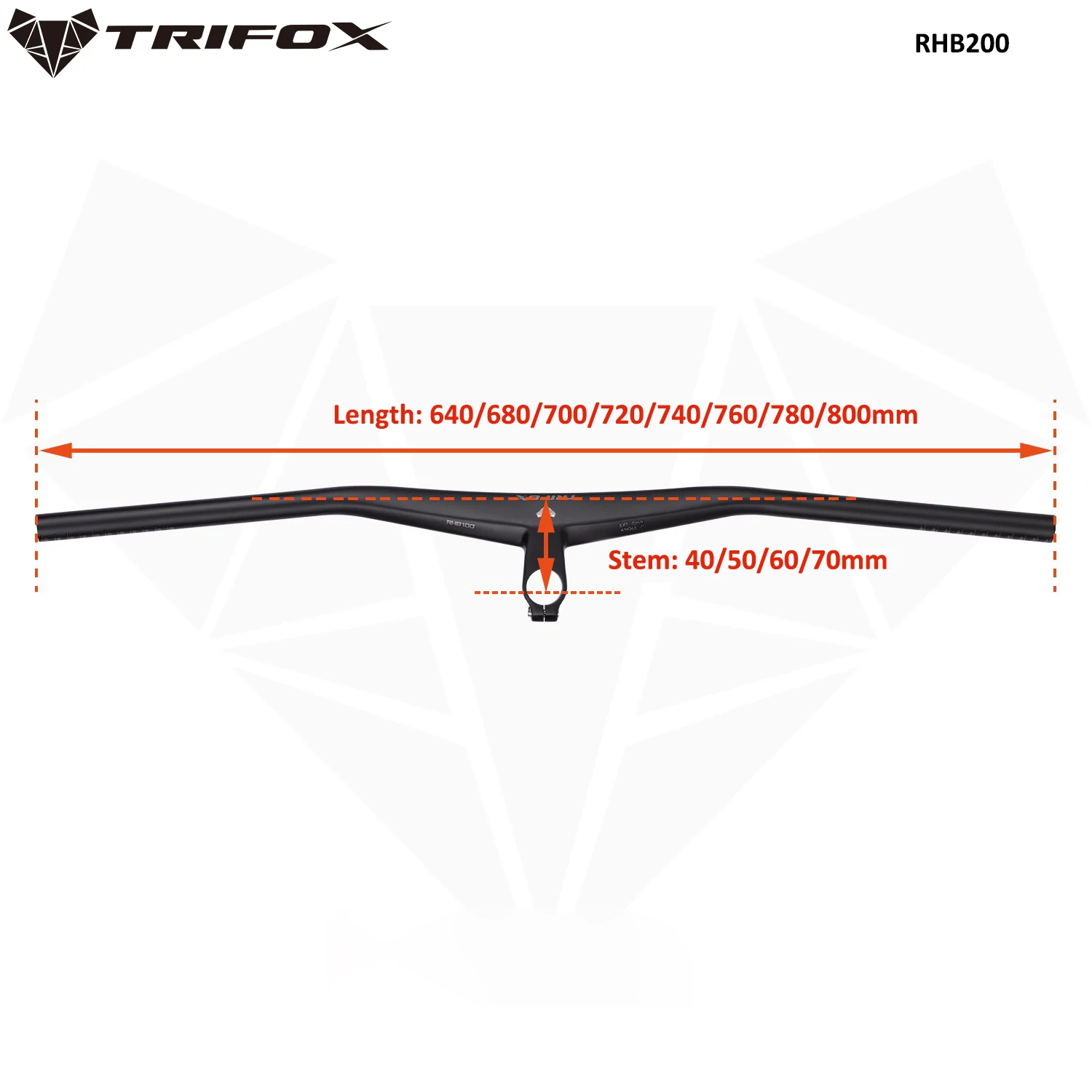 TRIFOX MTB Integrierter Lenker Kohlefaser Einförmiger Riser-Lenkervorbau 40/50/60/70 mm Fahrradteile