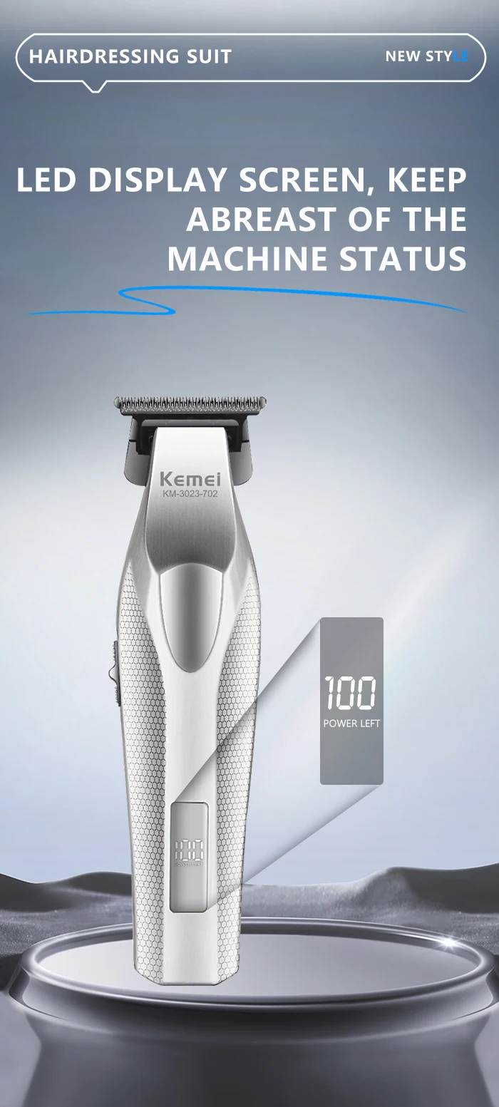 Kemei 3023-702 Schnurloser Haarschneider mit Null Lücken, professioneller Haarschneider für Männer, Friseur, wiederaufladbare Finish-Haarschneidemaschine – Detail 4