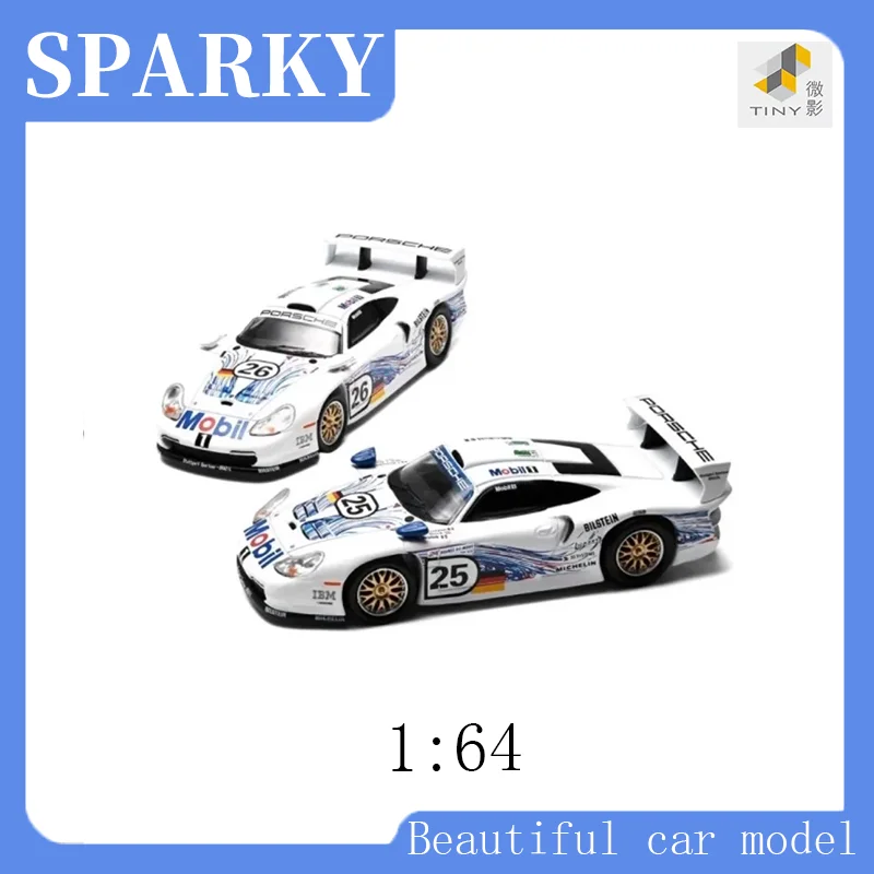 

Крошечный Sparky 1:64 Porsche 911 GT1 1997 Двойной автомобиль Le Mans 24 часа гоночная модель