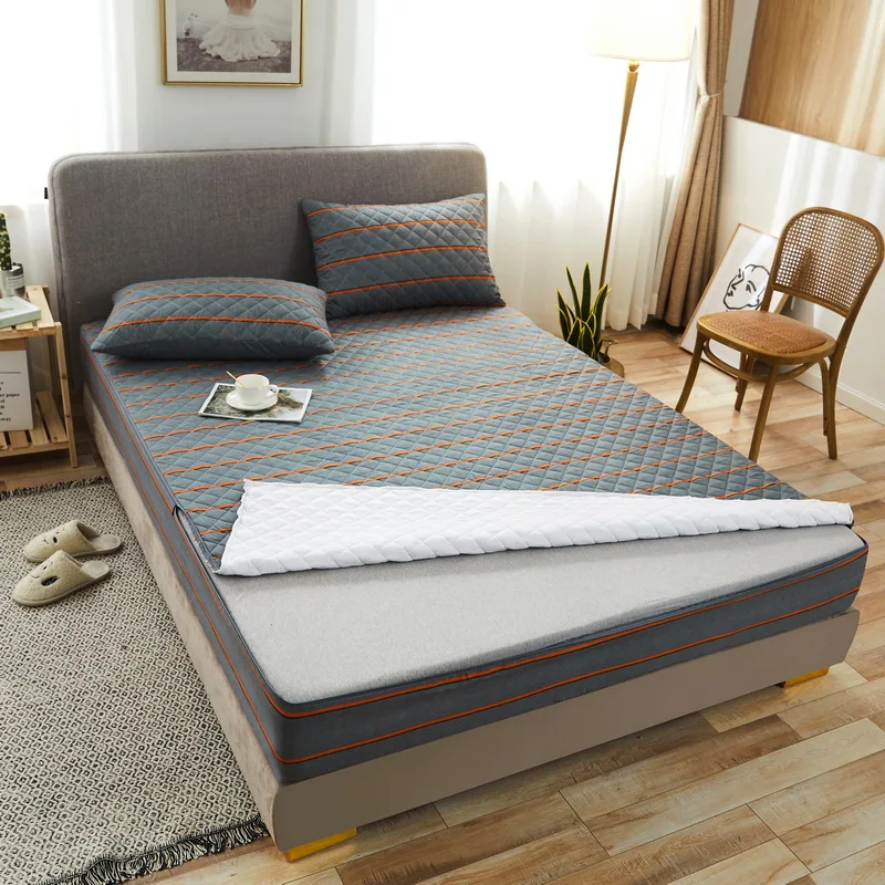 Printing Quilted Cotton Mattress Cover With Zipper Bedspread Mattress Cover Soft King Queen Tatami Bed Dust Cover Customizable