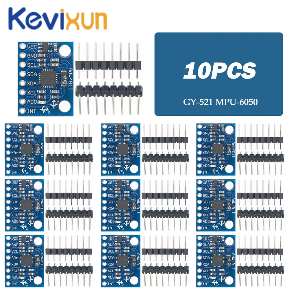 

10pcs GY521 GY-521 MPU6050 MPU-6050 IIC I2C Interface 3 Axis Analog Gyroscope Sensor Accelerometer Compatible Module for Arduino