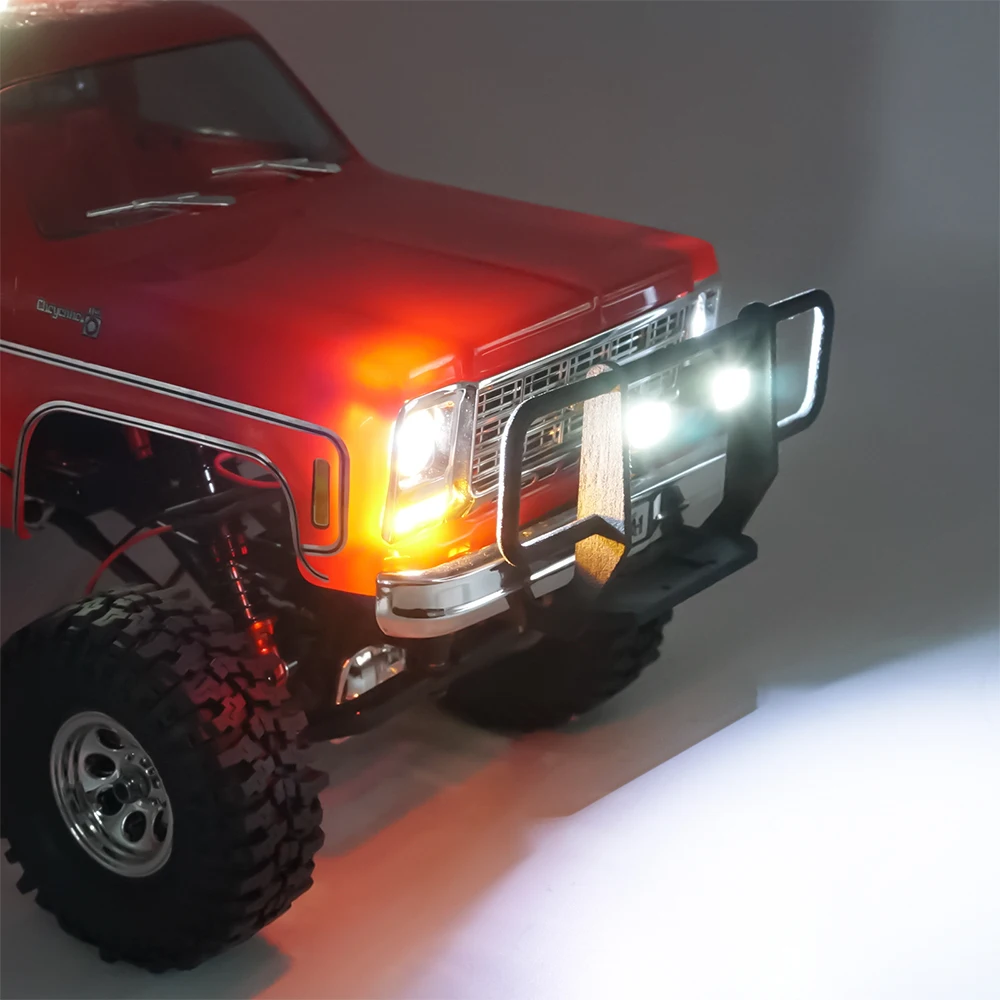 TRINOOD Simulation Roof Light Spotlight Front Bumper Headlight Taillight LED Lights for 1/18 RC Car TRX-4M K10 Parts