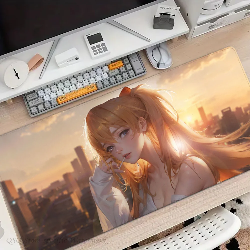 E-EVA Soryu Asuka Langley Mousepad Mouse Mat Desk Mat With Pad Gaming Accessories Prime Gaming XXL Keyboard Pad Padding Mat