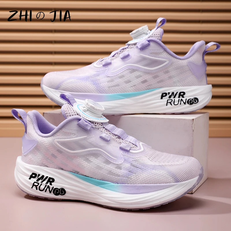 

Children's Summer New Single Mesh Running Shoes Girls Fashionable Cute Rotating Buckle Sneaker Anti Slip Breathable Footwear