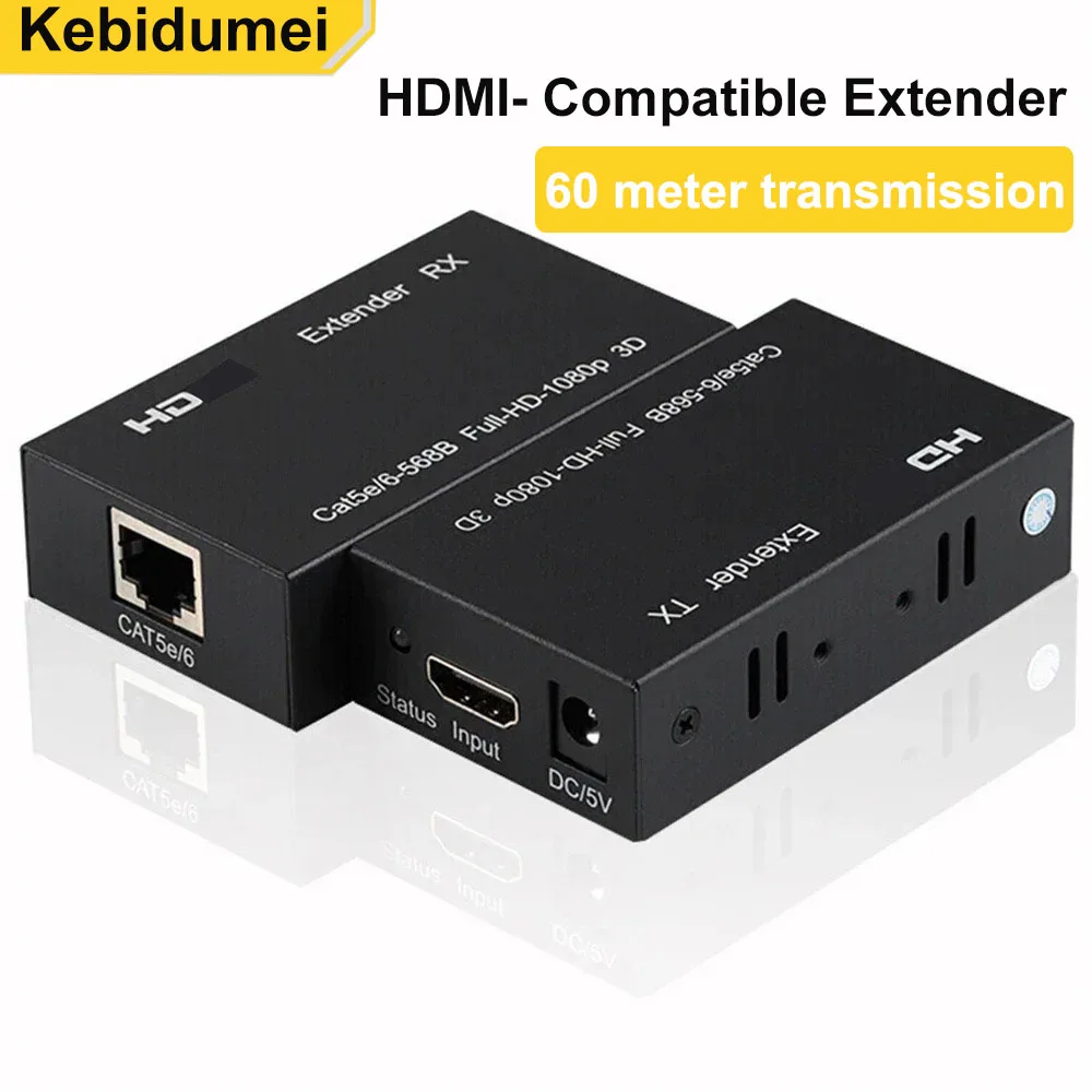 60M Extender RJ45 HDMI-compatible extender 1080P Network Extender by CAT5e CAT6 LAN Extensor for PS4 TV Box PC laptop