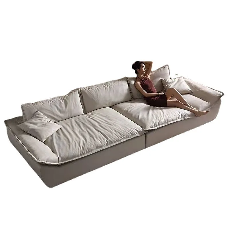 Italian minimalist ultra-deep sitting width and height backrest galleon sofa living room silicone leather sofa