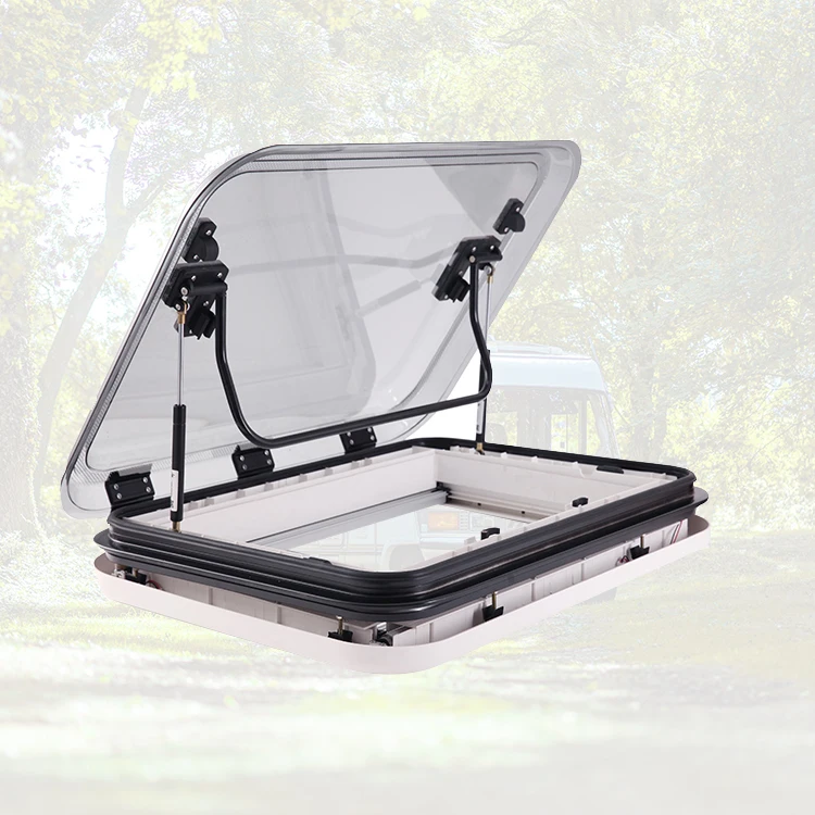 Double Glazed Anti UV Glass With LED Light Rv Parts Roof Window Rv Skylight Motorhome Skylights 500*500 Mm
