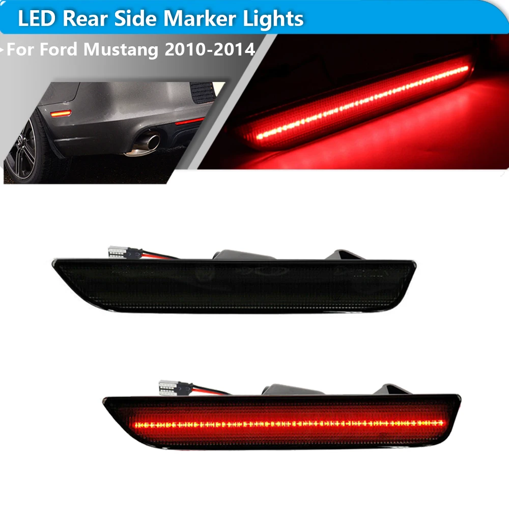 2pcs Bright White/Red LED Car Rear Bumper Side Marker Turn Signal Lights For Ford Mustang 2010-2014 Fender Flare Lights 12V