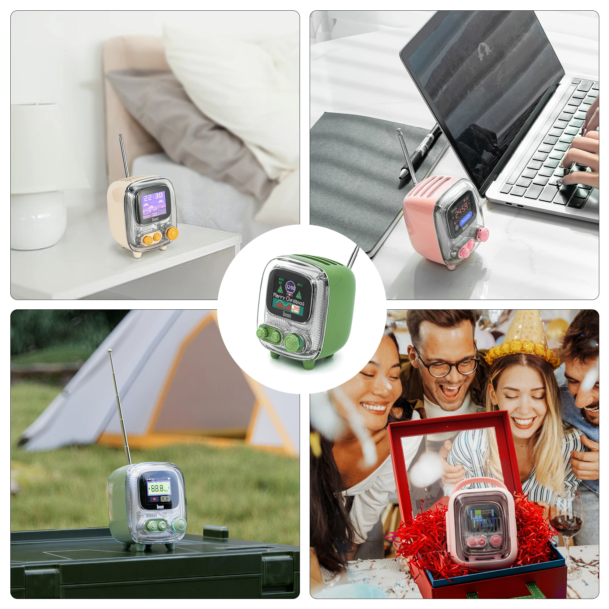 Divoom T- Santooo-2 Tragbare Mini-Retro-Bluetooth-Radios AM FM Vintage Schlafhilfe Bluetooth-Lautsprecher hochwertiger Subwoofer 2025, Neu