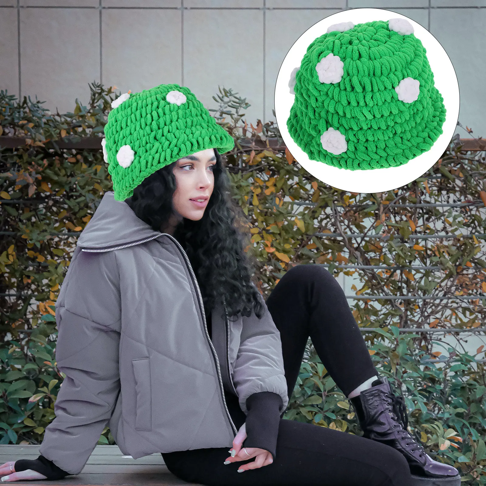 Mushroom Hat Knitted Unique Design Adorable Shape Warm Comfortable Party Stage Photography Accessory Novelty Costume Cap for Men