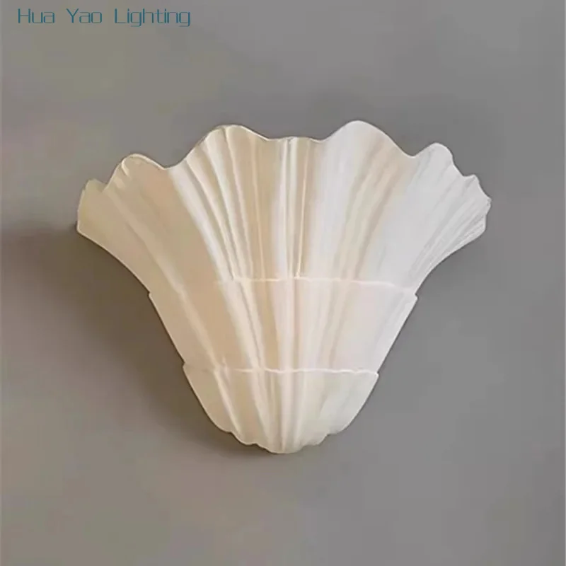 Plaster Shell Wall Lamp Luxury Vintage Minimalist Wall Light Living Room Study Corridor Lighting Lamps Home Decoration Lights