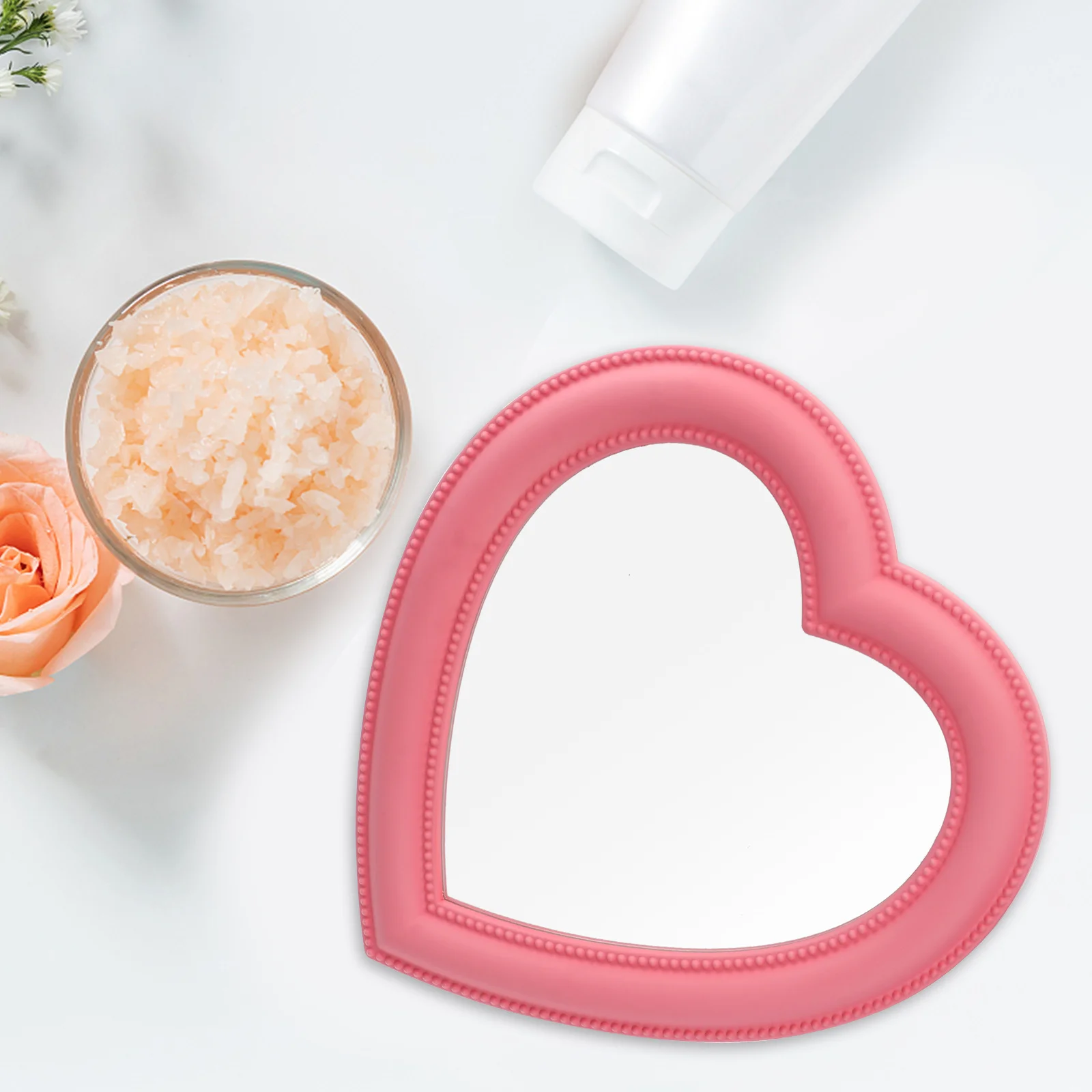 Miroir de maquillage en forme de cœur, 1 pièce, miroir mural de bureau à double usage, clair, haute définition, Design exquis, verre Chic Unique