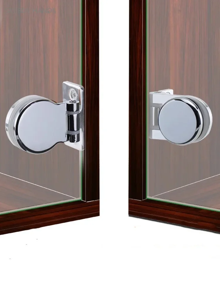 1pc Cooked Food Window Glass Door Special Hinge 180 Degree Double Round Glass Fixed Clamp Frameless Glass Door Hinge