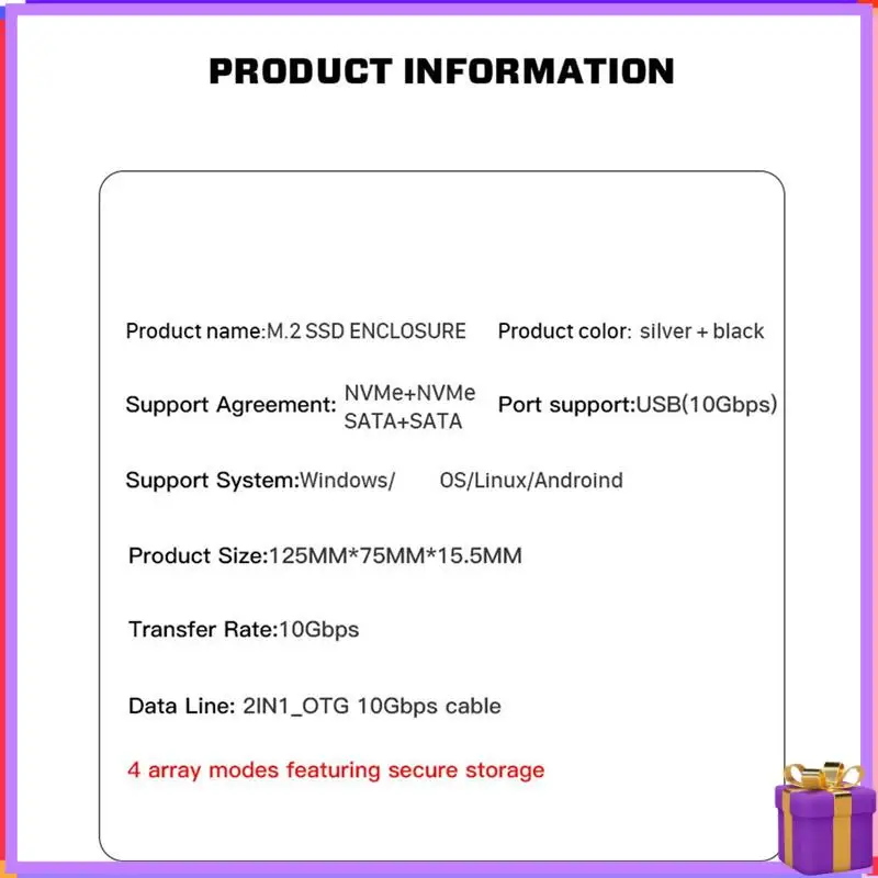 ขั้นสูง M.2 NVME SSD Enclosure Dual Drive Bay สําหรับ M2 Nvme 2230 2242 2260 2280 Type-C USB 3.2 Gen2 20Gbps กรณีแข็งภายนอก