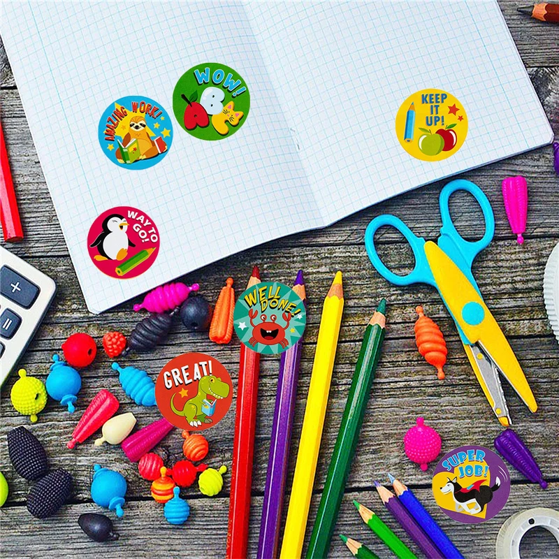 1inch Reward Sticker for Kids School Teachers Motivational Students Stickers Cute Animals Encourage Stationery Stickers Supplies