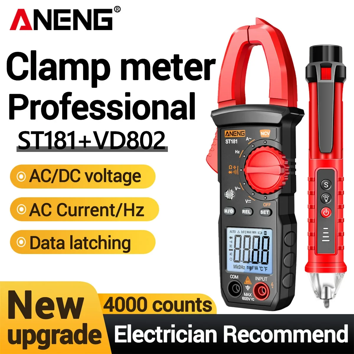 

Цифровой токоизмерительный мультиметр ST181+vd802, профессиональный тестер напряжения постоянного/переменного тока, 4000 измерений, измерение тока, сопротивления, частоты, емкости