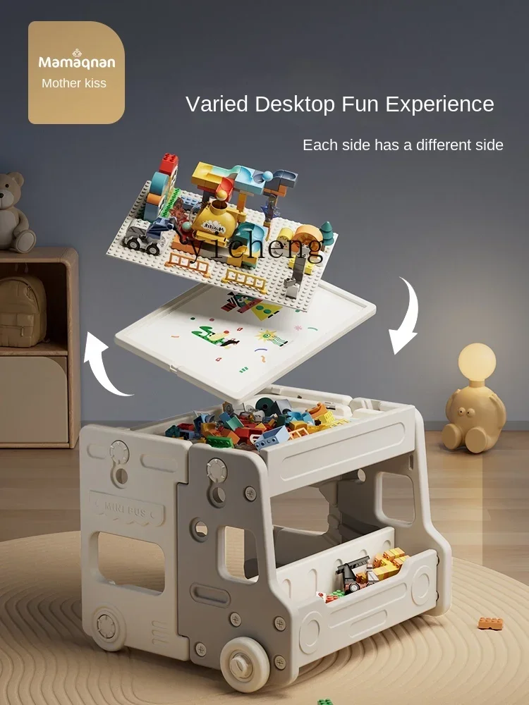 Tqh multifunctionele bouwsteentafel voor kinderen, stoel, studeertafel, baby educatief speelgoedspel, Lego-tafel